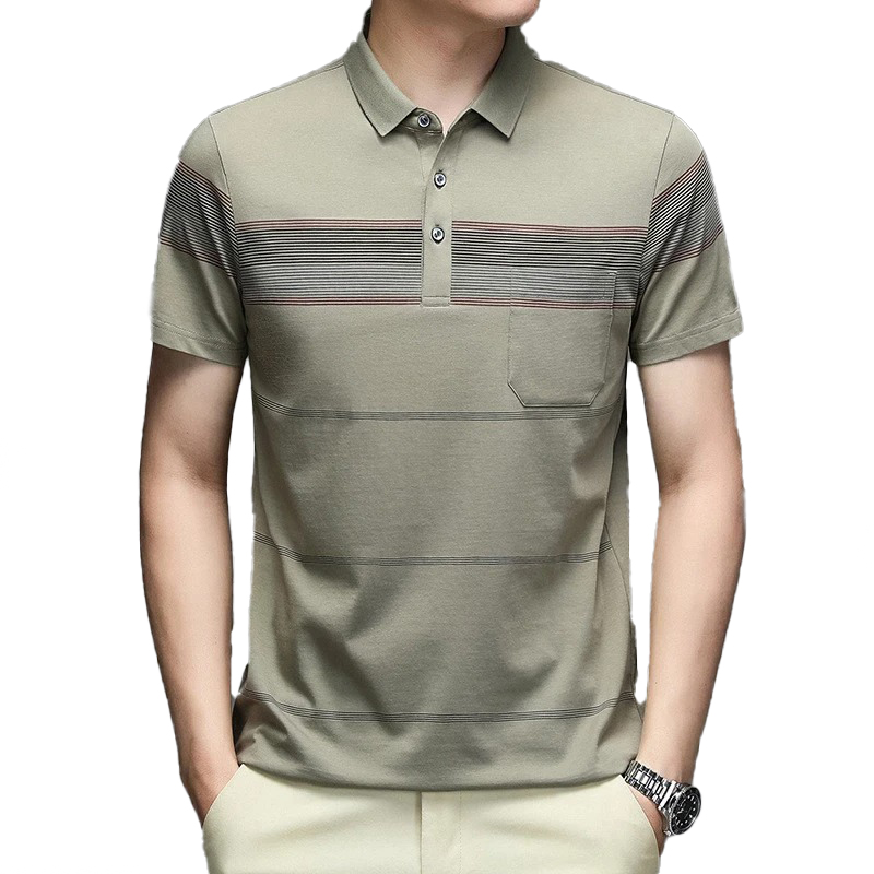 2022 Trendy Cotton Polo Shirt for Males – Brief Sleeve Striped Summer time Put on – Informal Unfastened Match Enterprise High – Customized Model