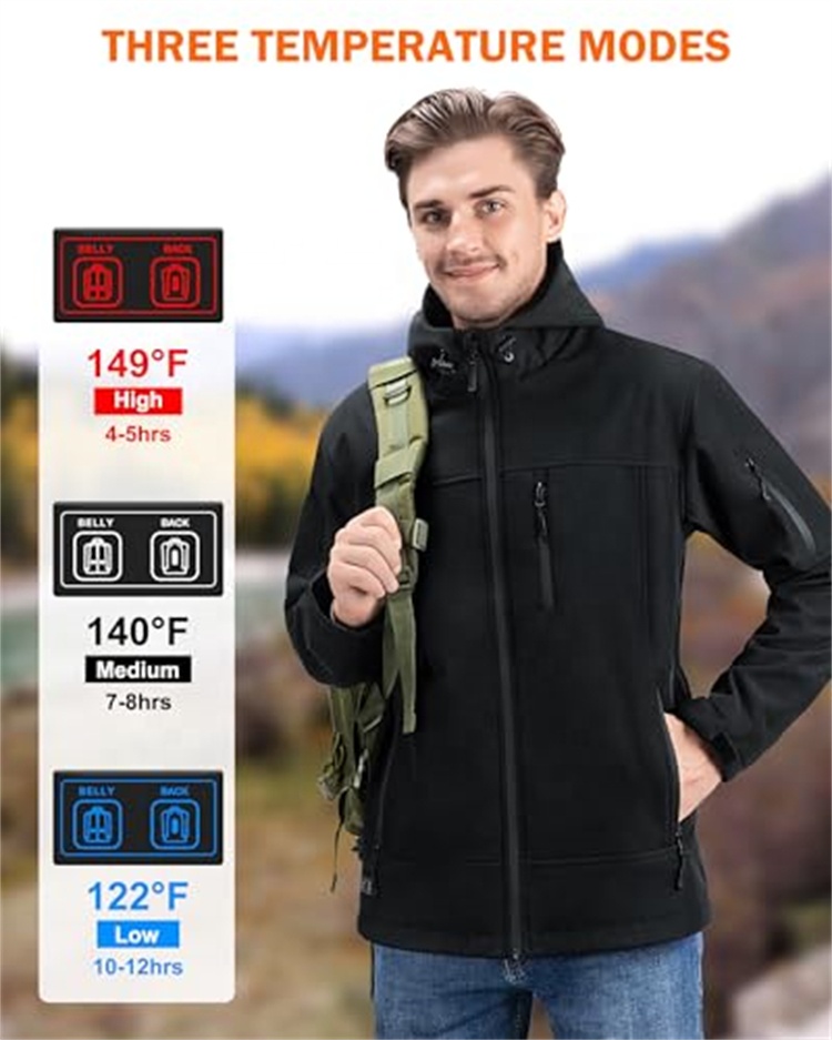 Customized Heated Light-weight Winter Jackets for Males - Waterproof, Windproof, Comfortable, Washable with Zip Closure