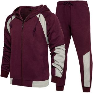 Males’s Strong Colour Informal Tracksuit Set: Stylish Hoodies and Pants for Sportswear